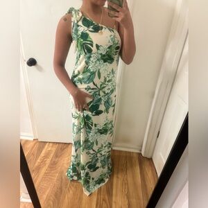 NWOT Entro One Shoulder Tropical Maxi Dress
